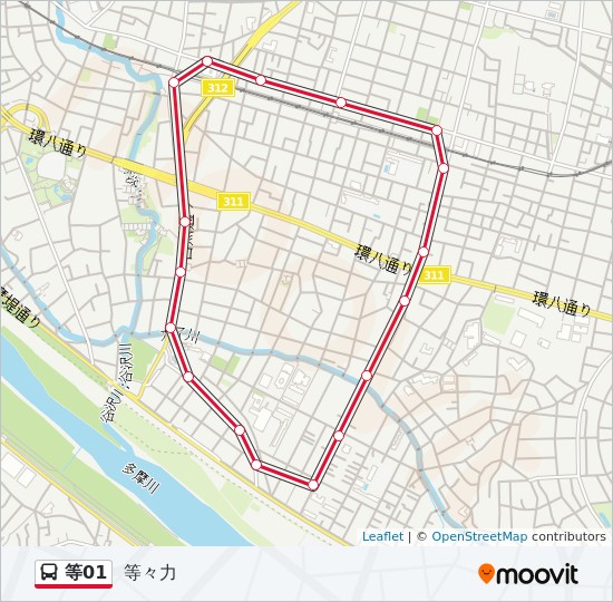 等01ルート スケジュール 停車地 地図 等々力