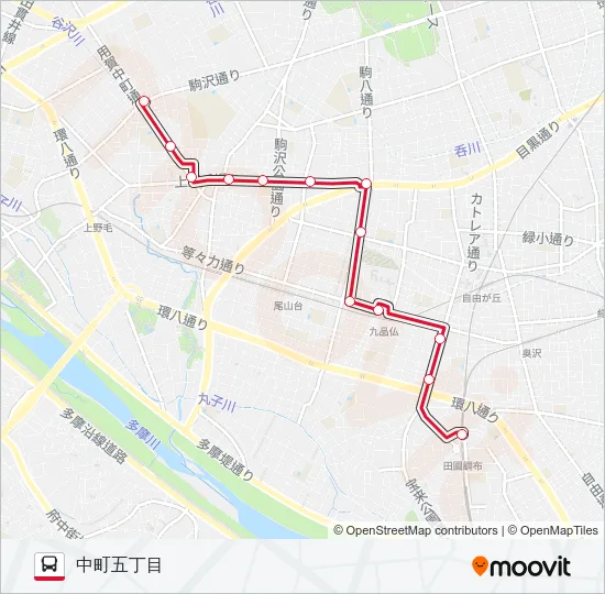 田園調布駅-中町五丁目  Line Map