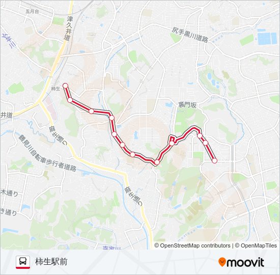 虹が丘団地-柿生駅前 バスの路線図