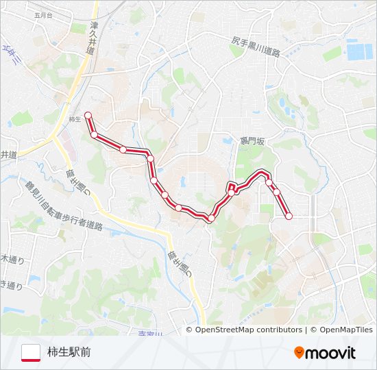 虹が丘団地-柿生駅前 バスの路線図