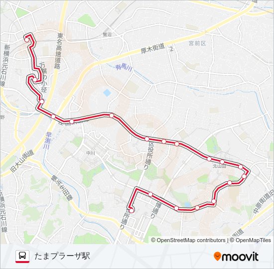 た91ルート スケジュール 停車地 地図 たまプラーザ駅