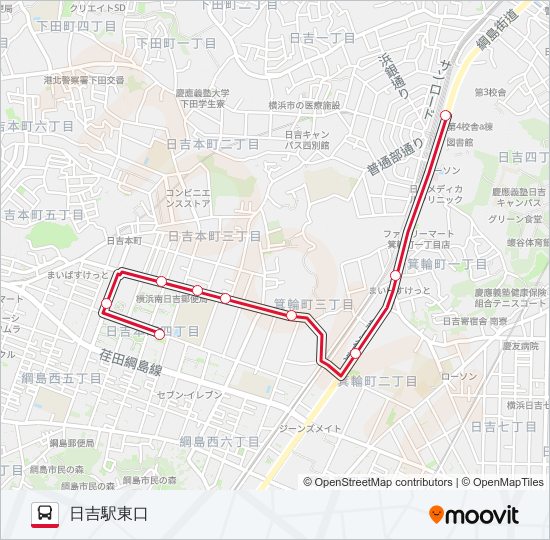 コンフォール南日吉-日吉駅東口 バスの路線図