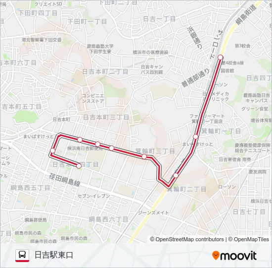 コンフォール南日吉-日吉駅東口  Line Map