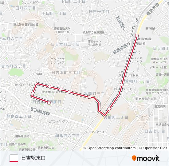 コンフォール南日吉-日吉駅東口 バスの路線図