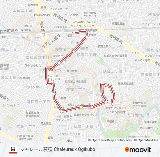 荻51ルート スケジュール 停車地 地図 シャレール荻窪 Chaleureux Ogikubo アップデート済み