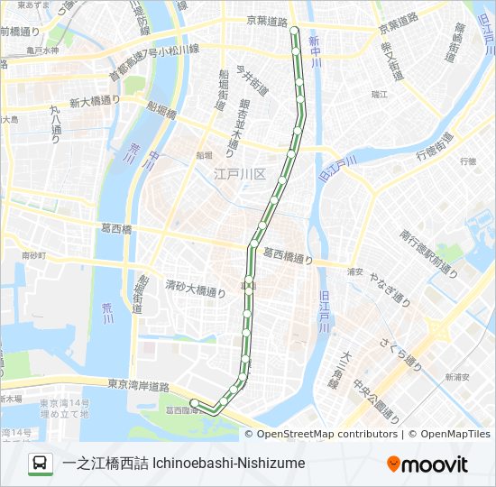 臨海281ルート スケジュール 停車地 地図 一之江橋西詰 Ichinoebashi Nishizume