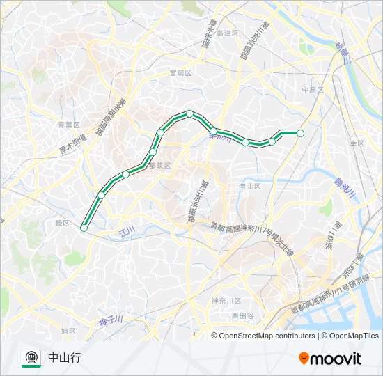 【GL】日吉　→　中山 Metro Line Map