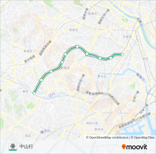 【GL】日吉　→　中山 Metro Line Map