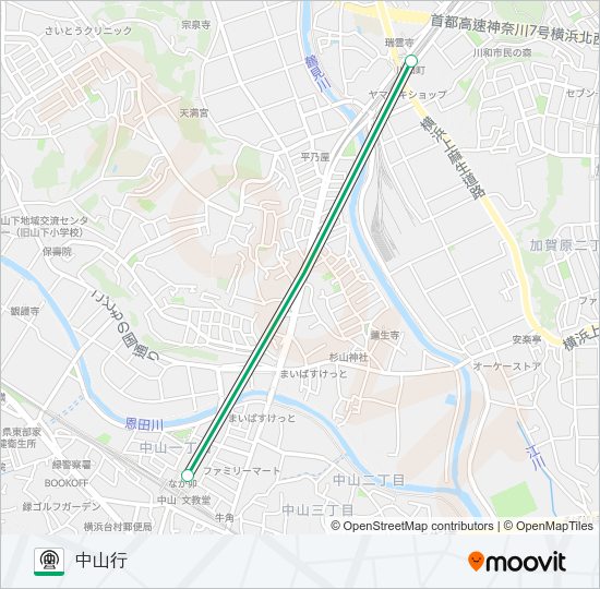 【GL】川和町　→　中山 Metro Line Map