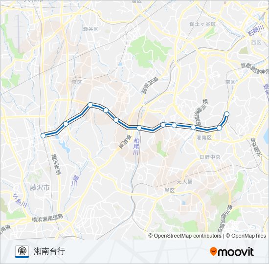 【BL】上大岡　→　湘南台 Metro Line Map