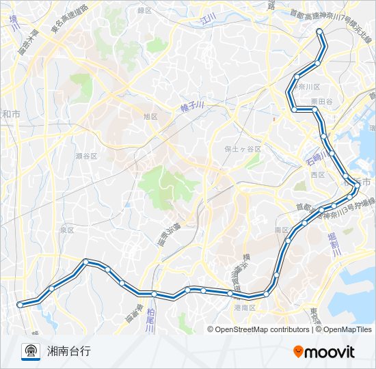 【BL】新横浜　→　湘南台 Metro Line Map