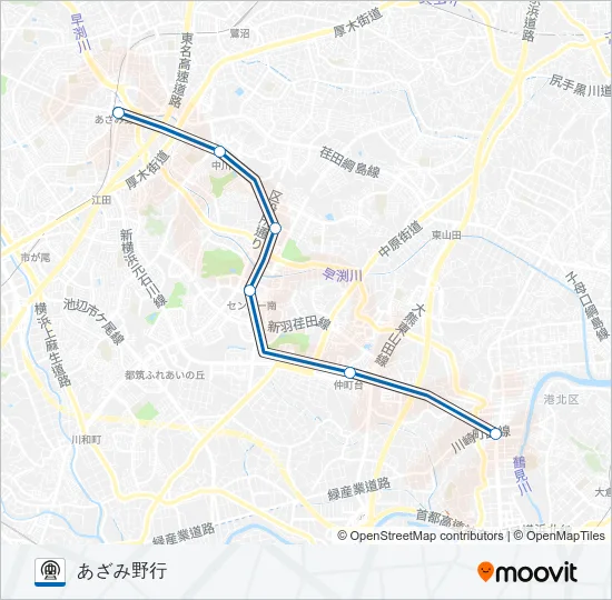 【BL】新羽　→　あざみ野 地下鉄 - メトロの路線図