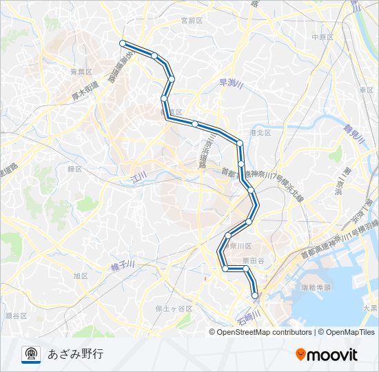 【BL】横浜　→　あざみ野 Metro Line Map