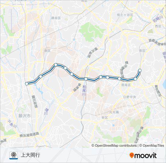 【BL】湘南台　→　上大岡 Metro Line Map