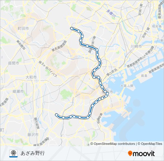 【BL】踊場　→　あざみ野 Metro Line Map
