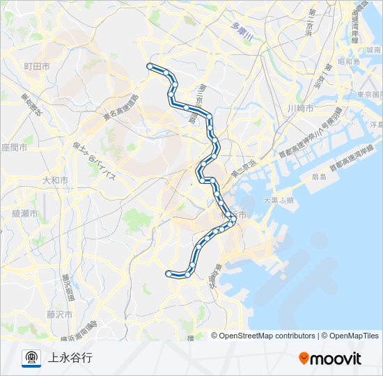 【BL】あざみ野　→　上永谷 Metro Line Map