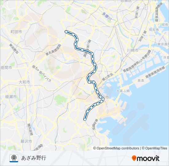 【BL】上大岡　→　あざみ野 Metro Line Map