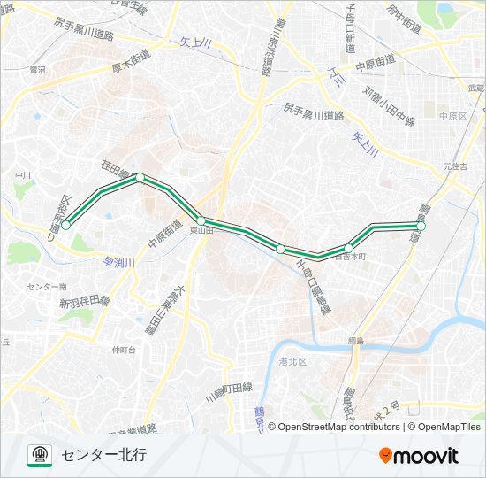 【GL】日吉　→　センター北 Metro Line Map
