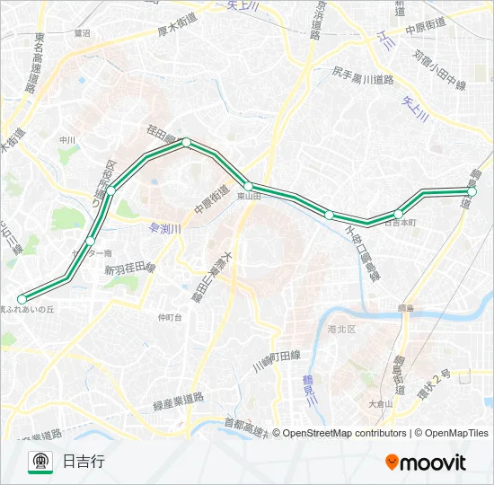 【GL】都筑ふれあいの丘　→　日吉 地下鉄 - メトロの路線図