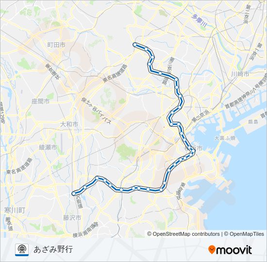 【BL】【快速】湘南台　→　あざみ野 Metro Line Map
