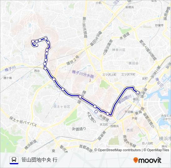 【急行】92系統 バスの路線図