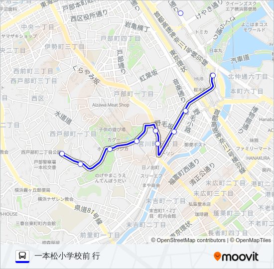 89系統　ぶらり野毛山動物園BUS Bus Line Map