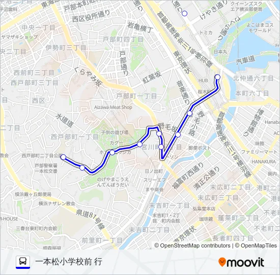 89系統　ぶらり野毛山動物園BUS Bus Line Map