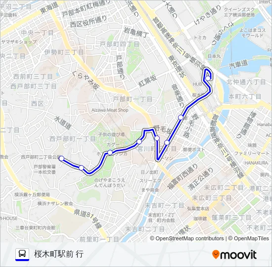 89系統　ぶらり野毛山動物園BUS Bus Line Map