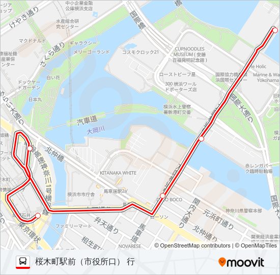 観光スポット周遊バス「あかいくつ」 Bus Line Map