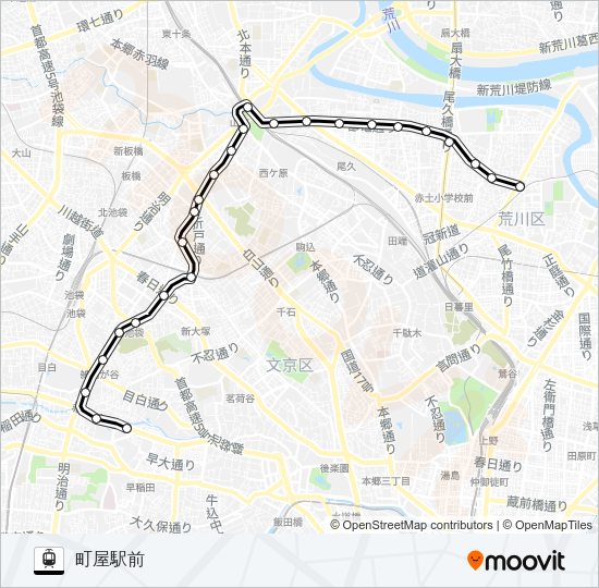 東京さくらトラム（都電荒川線） Light Rail Line Map