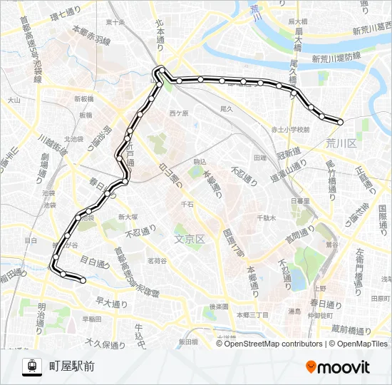 東京さくらトラム（都電荒川線） Light Rail Line Map