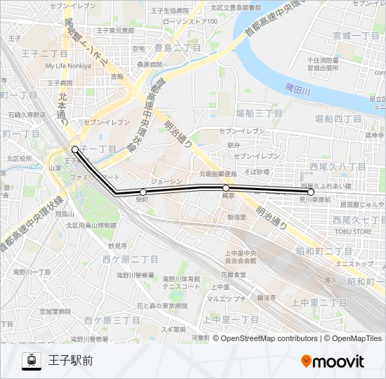 東京さくらトラム（都電荒川線） Light Rail Line Map