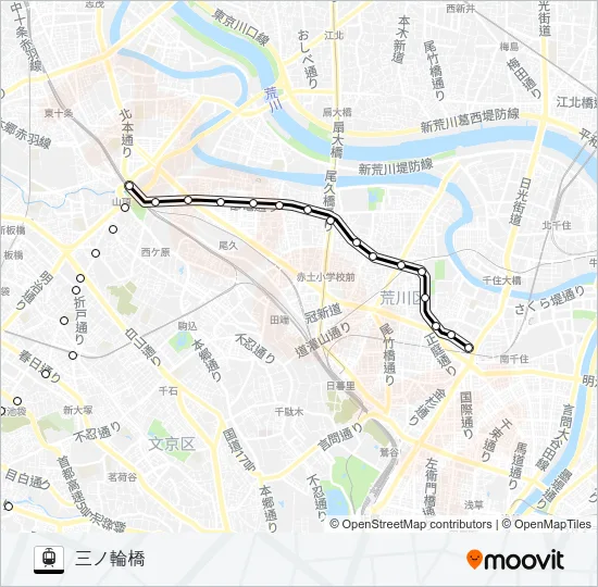 東京さくらトラム（都電荒川線） Light Rail Line Map
