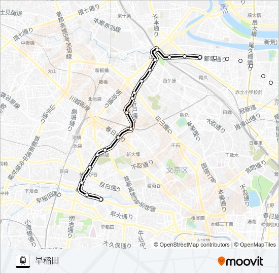 東京さくらトラム（都電荒川線） Light Rail Line Map