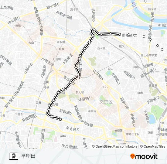 東京さくらトラム（都電荒川線） Light Rail Line Map