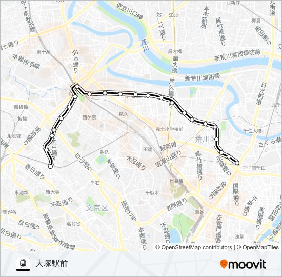 東京さくらトラム（都電荒川線） Light Rail Line Map
