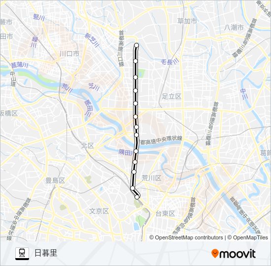 日暮里・舎人ライナー Train Line Map