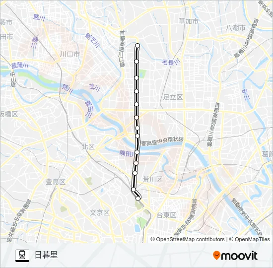 日暮里・舎人ライナー 電車の路線図