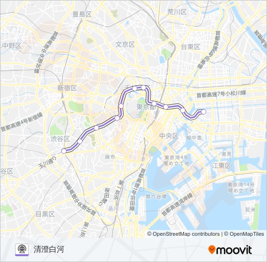 半蔵門線 Metro Line Map