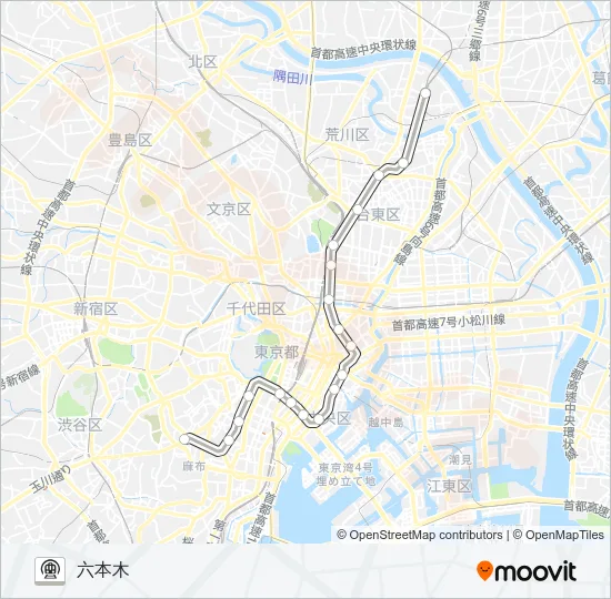 日比谷線 Metro Line Map