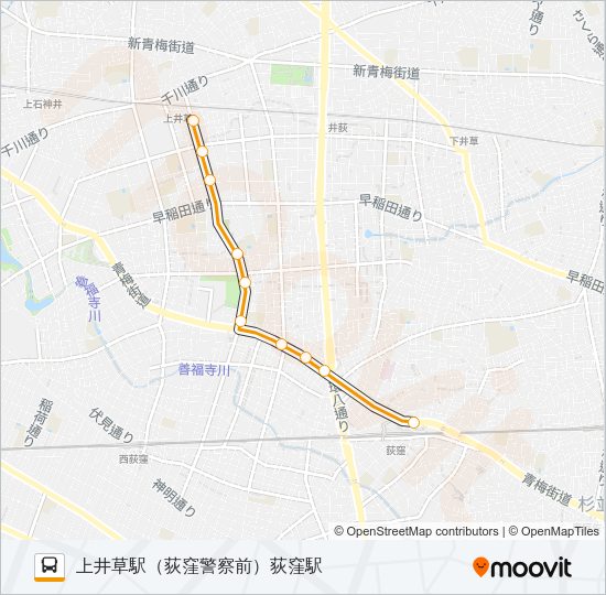 荻１３ Bus Line Map