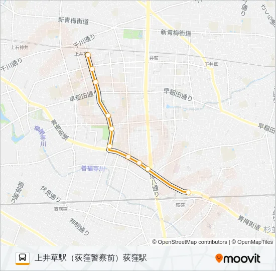 荻１３ Bus Line Map
