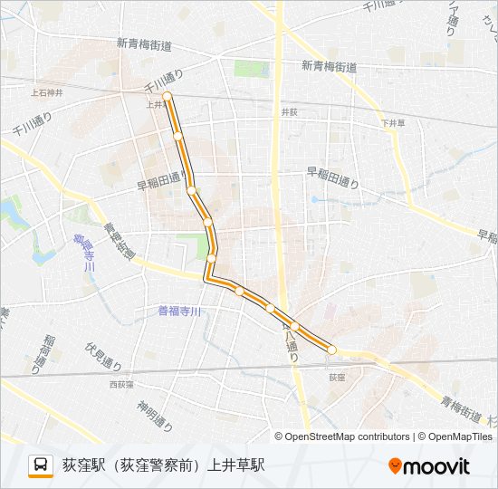 荻１３ Bus Line Map