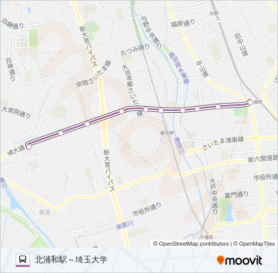 北浦０３ Bus Line Map