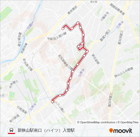 新狭０２ Bus Line Map