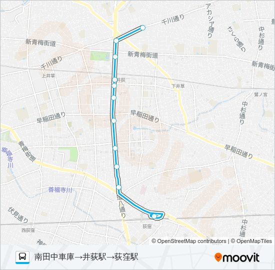 荻１２－１ Bus Line Map