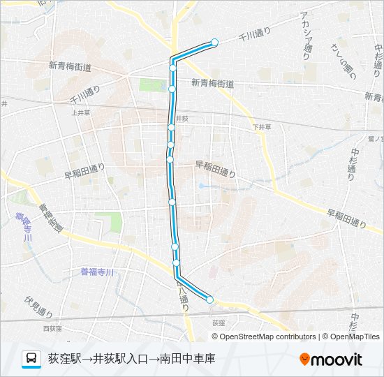 荻１２－１ Bus Line Map