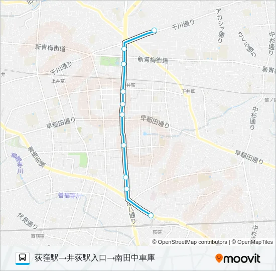 荻１２－１ Bus Line Map