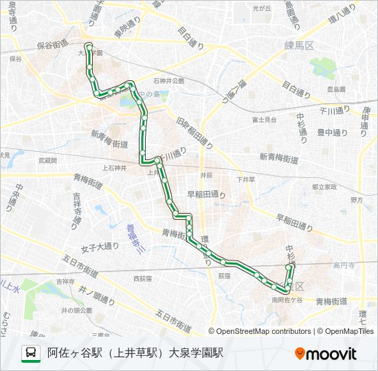 荻１５－２ Bus Line Map