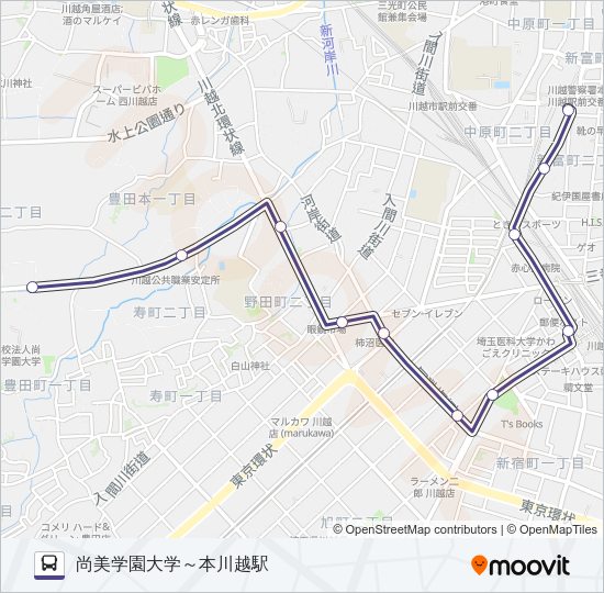 川越３５－１ Bus Line Map